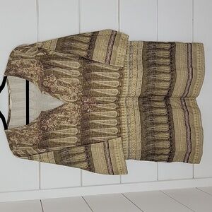 Soft Surroundings medium cream and tan beaded tunic